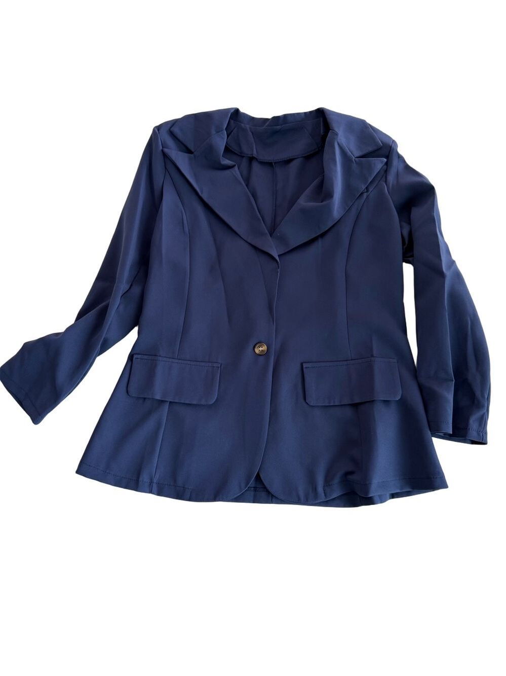 Women's Dark Blue Single Button Unlined Blazer Size L #260503